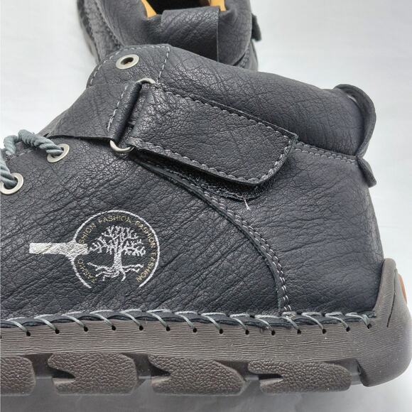 Gracosy Men’s Black Faux Leather Work Boots Fleece Lined Shoes Size 47(US 12) - Picture 10 of 14